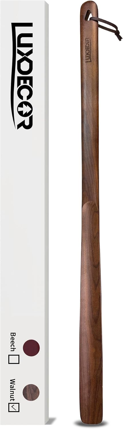 Luxdecor Long Handled Wooden Shoehorns-24in Wooden Long Handle Shoe Horn for Seinors Men Boot Jack Shoe Helper for Women