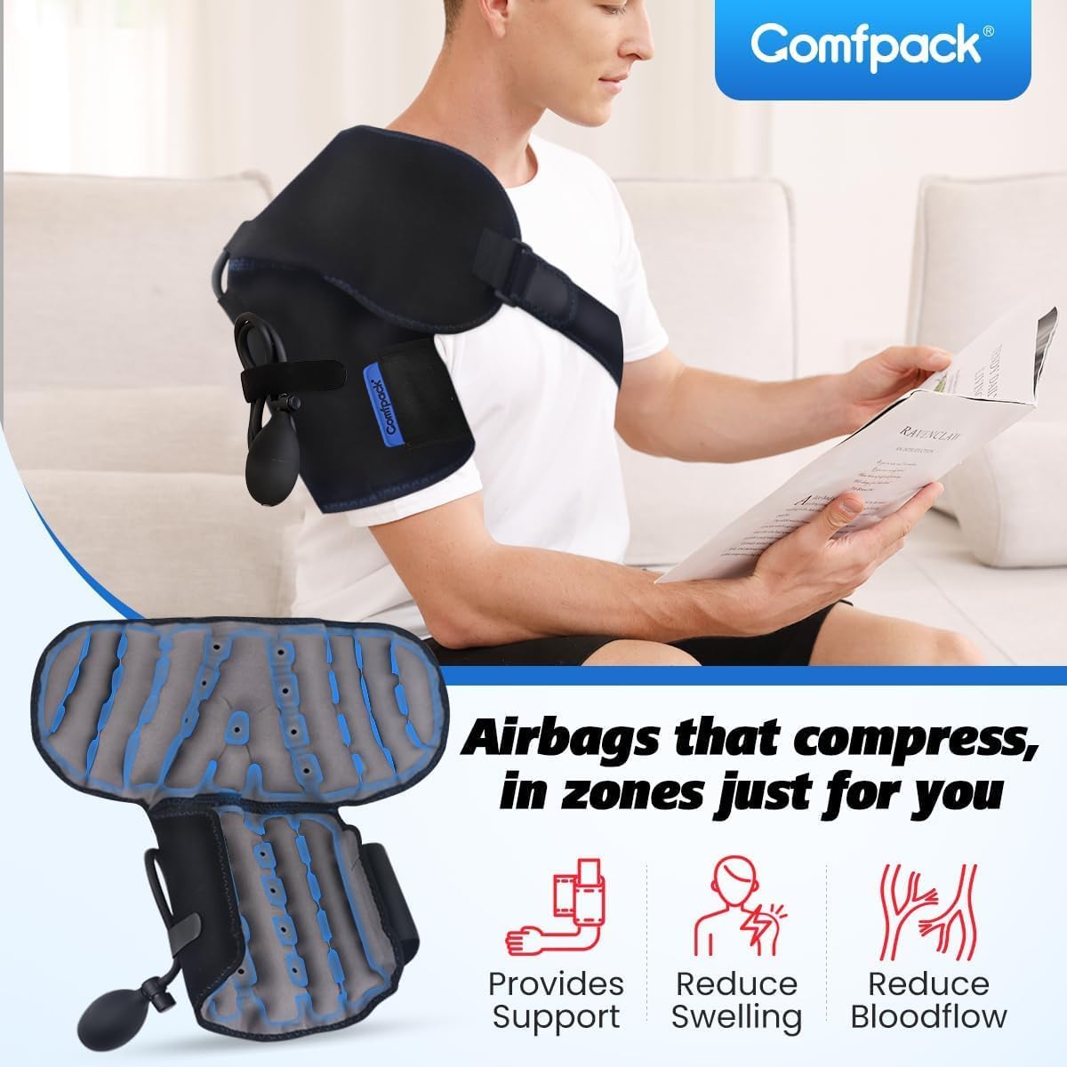 Compression Ankle Ice Pack Wrap for Foot Pain Relief | Ankle Support Brace with 2 Hot Cold Packs for Injuries, Plantar Fasciitis, Sprain & Fracture, Achilles Tendonitis, Surgery