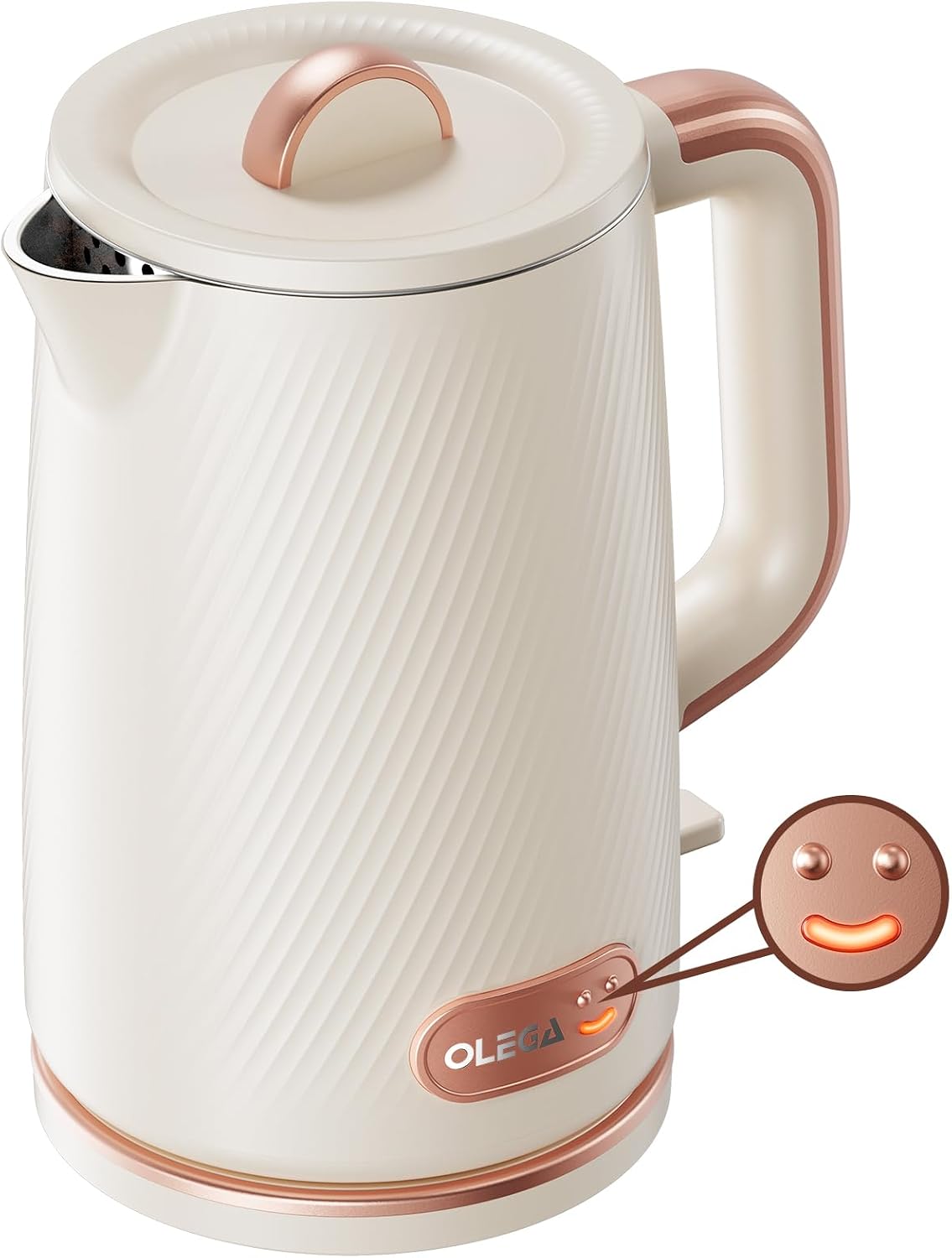 OLEGA Electric Tea Kettle: 1200W Fast Boil Electric Water Kettles 1.5L | Stainless Steel Kettle; Large Electric Water Kettle; Plastic Free Teapot; Auto Shut-Off Water Boiler; Fast Boil Kettles