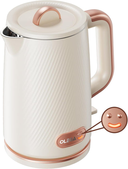 OLEGA Electric Tea Kettle: 1200W Fast Boil Electric Water Kettles 1.5L | Stainless Steel Kettle; Large Electric Water Kettle; Plastic Free Teapot; Auto Shut-Off Water Boiler; Fast Boil Kettles