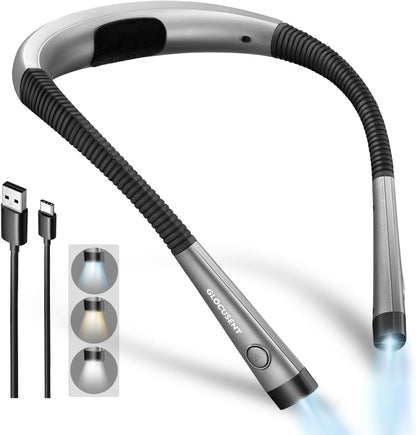 Glocusent Upgraded LED Neck Reading Light, Book Light for Reading in Bed