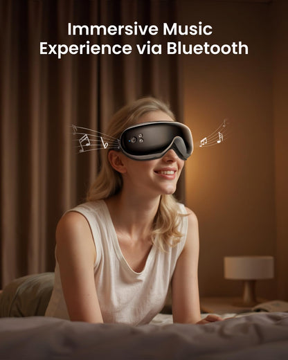 RENPHO Eyeris 1 Eye Massager with Heat, Sleep Mask with Remote Control | Vibration & Compression for Eye Strain and Head Tension, Bluetooth Music, FSA Eligible HSA, Black