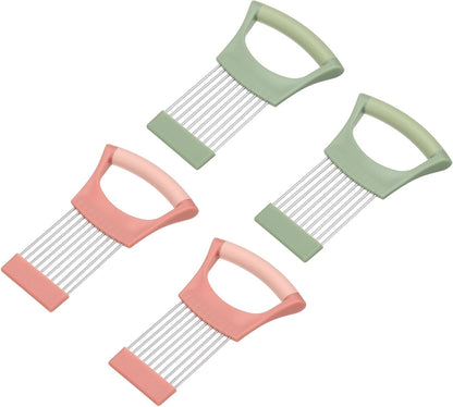 uxcell Onion Slicer Holder, Stainless Steel Vegetable Cutting Holder Food Cutter Tool for Slicing Storing Onions Tomatoes Potatoes Avocados Apples, Green