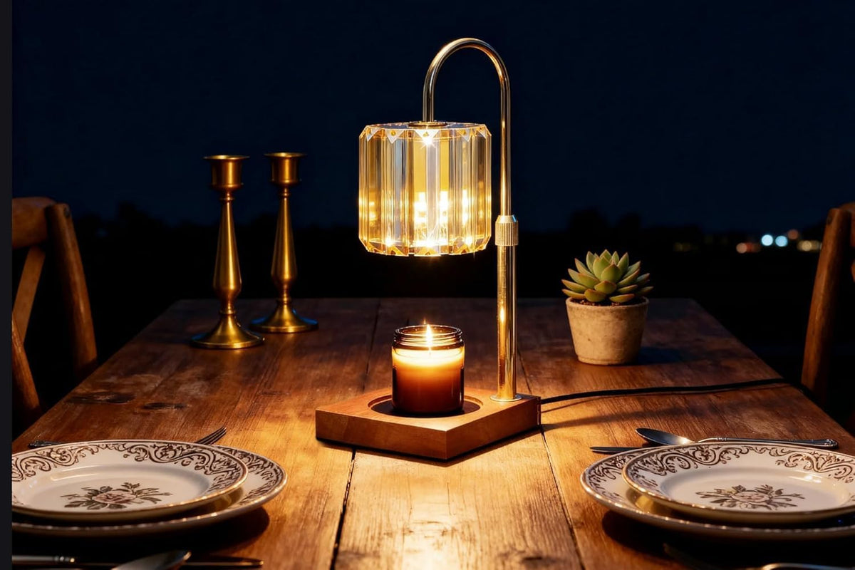 Yuichoy Candle Warmer Lamp with Timer, Dimmable Electric Candle Wamer Adjustable Height, Glass Modern Candles Melter Lamp, Gifts for Women Mom, Clear