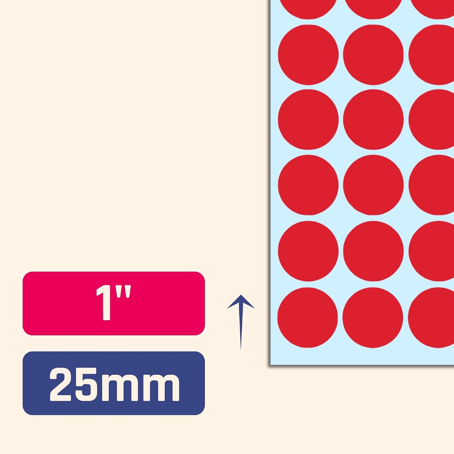 600 Pack, 1" Round Colored Dot Stickers Labels - 6 Colors