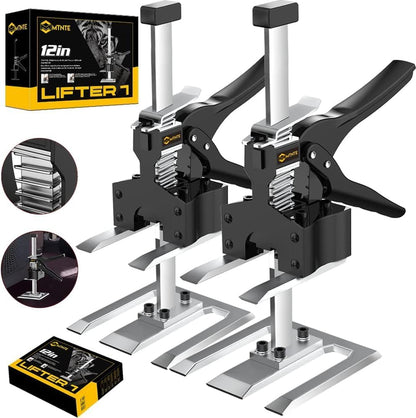 Labor Saving Arm, 2 Pack Furniture Jack Lifter Tool, Black&Yellow | Drywall Lift for Bed Wall Tile Locator & Door Panel; Multi-Function Height Adjustment, Lift Range up to 6.7lbs.