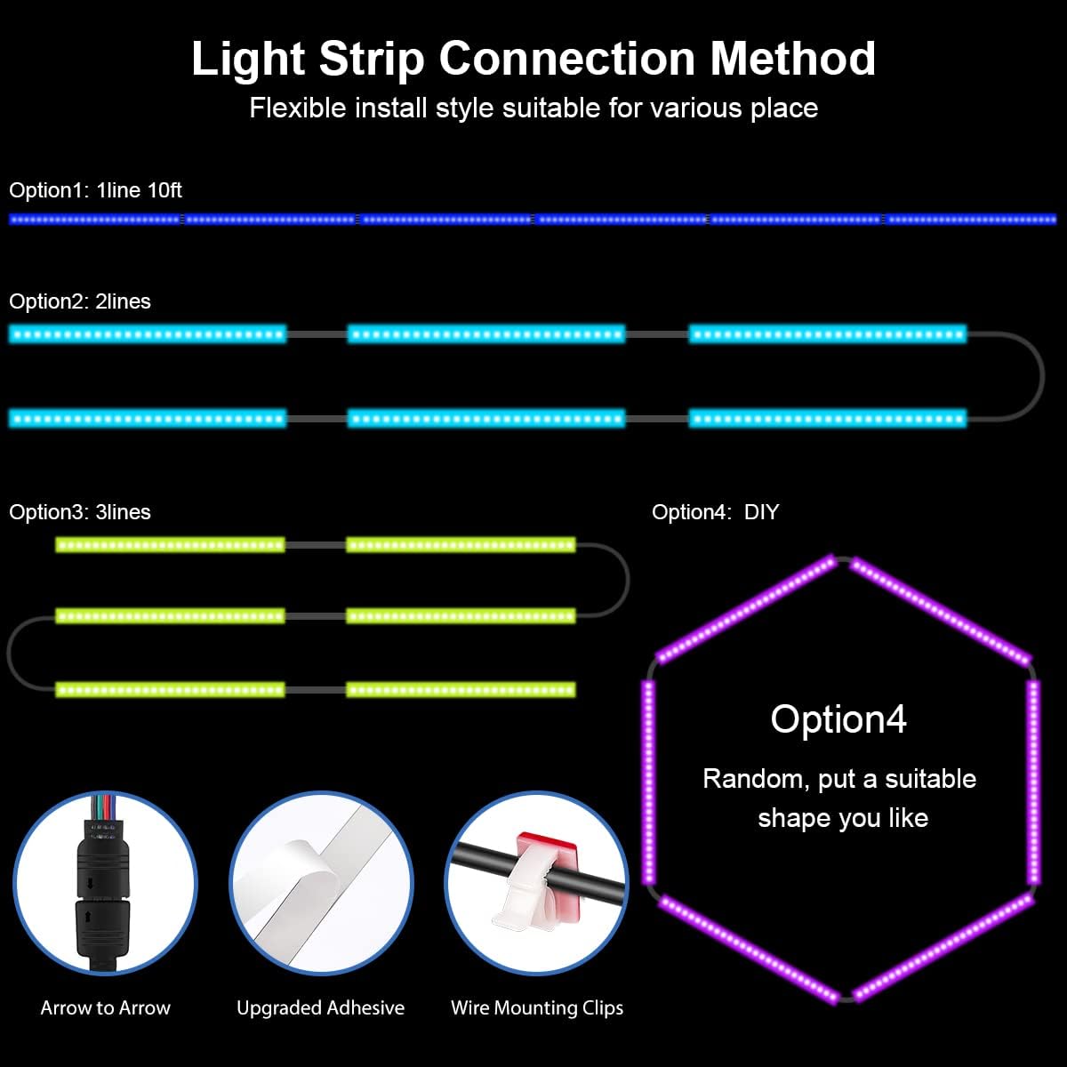 RGB Under Cabinet Lights with Motion Sensor, 6 Pre-Cut LED Strip Lights with Remote Control, Music Sync Color Changing Closet Lights, for Kitchen, Counter, Shelf, TV Backlight, Bookcase, 9.8ft