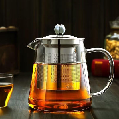 small Glass Teapot with Removable Infuser, Stovetop Safe Tea Kettle, Blooming and Loose Leaf Tea Maker Set Camping, Travel 550ml