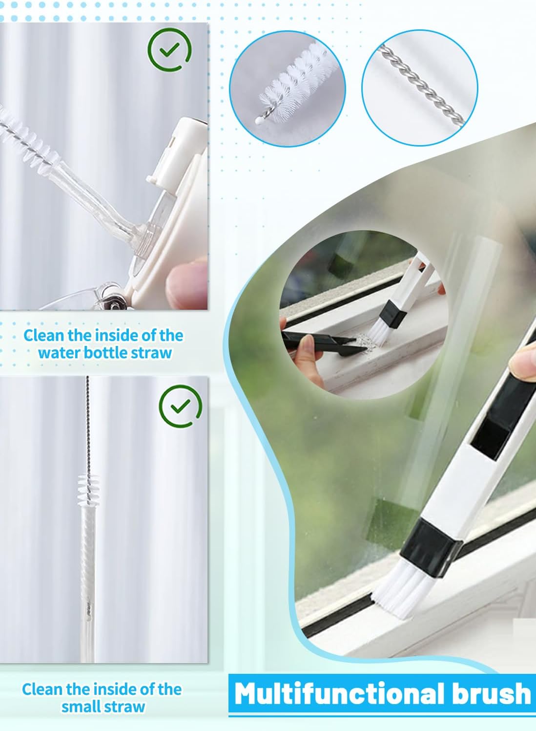 16Pcs Crevice Cleaning Brush Set, Hard Bristle Scrub Brushes for Gaps | Deep Cleaning Window Groove, Cleaning Brush for Sliding Door, Sill, Tile Lines, Shutter, Corner, Sink, Teapot, Bottle