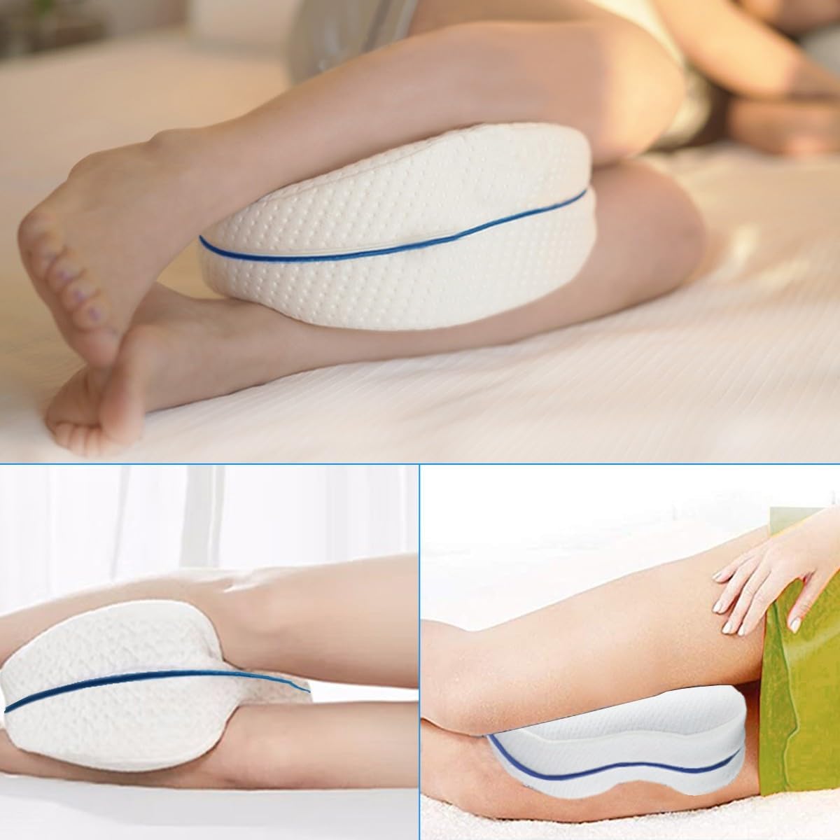 Tiwwie Knee Pillow Leg Pillow for Side Sleepers Foam Support Pillow for Sleeping for Back Pain,Memory Foam Cushion Pregnancy Pillow Leg Positioner Pillows for Side Sleeping