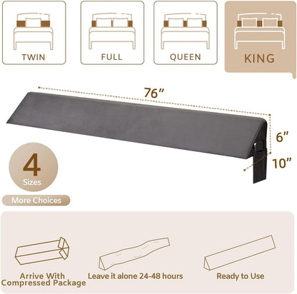 Bedluxe King Bed Wedge Pillow for Headboard, Fill The Gap (0-7")