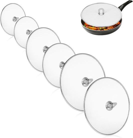 SHUESS 6 Pcs Splatter Screen for Frying Pan, Stainless Steel | Grease Splatter Guard with Foldable Knob for Cooking, 3 Sizes of Splatter Guard for Frying Pan, Set of 3(9.84", 11.42", 13")