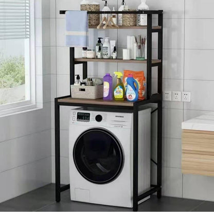 3 Tier Wooden Over The Washer and Dryer Storage Shelf, Bathroom Shelf Washing Machine Storage Shelves Utility Rack Freestanding Laundry Drying Rack Heavy Duty for Bathroom