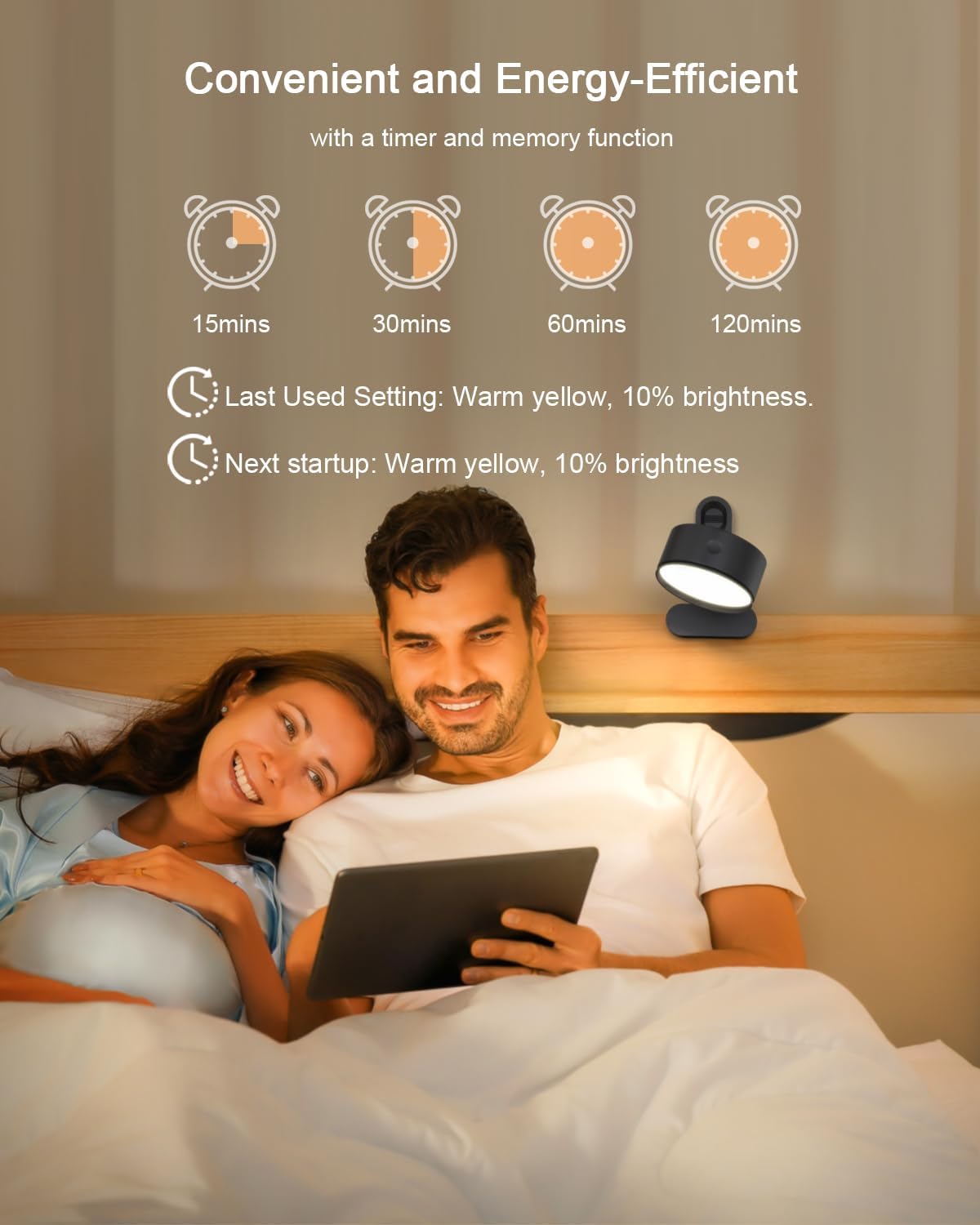 Clip on Light with 5000mAh Rechargeable Battery Operated, Eye Care Reading Light for Bed with 360° Rotation Touch & Remote, USB Clamp Light with 3 Color Modes & Dimmable for Headboard Bedside (black)