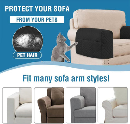H.VERSAILTEX Water Resistant Armrest Covers for Sofa, 2 Pack, Ivory/Beige | Waterproof Armchair Caddy, Couch Arm Covers Remote Control Holder Sofa Armrest Organizer for Magazine, Tablet, Phone, iPad