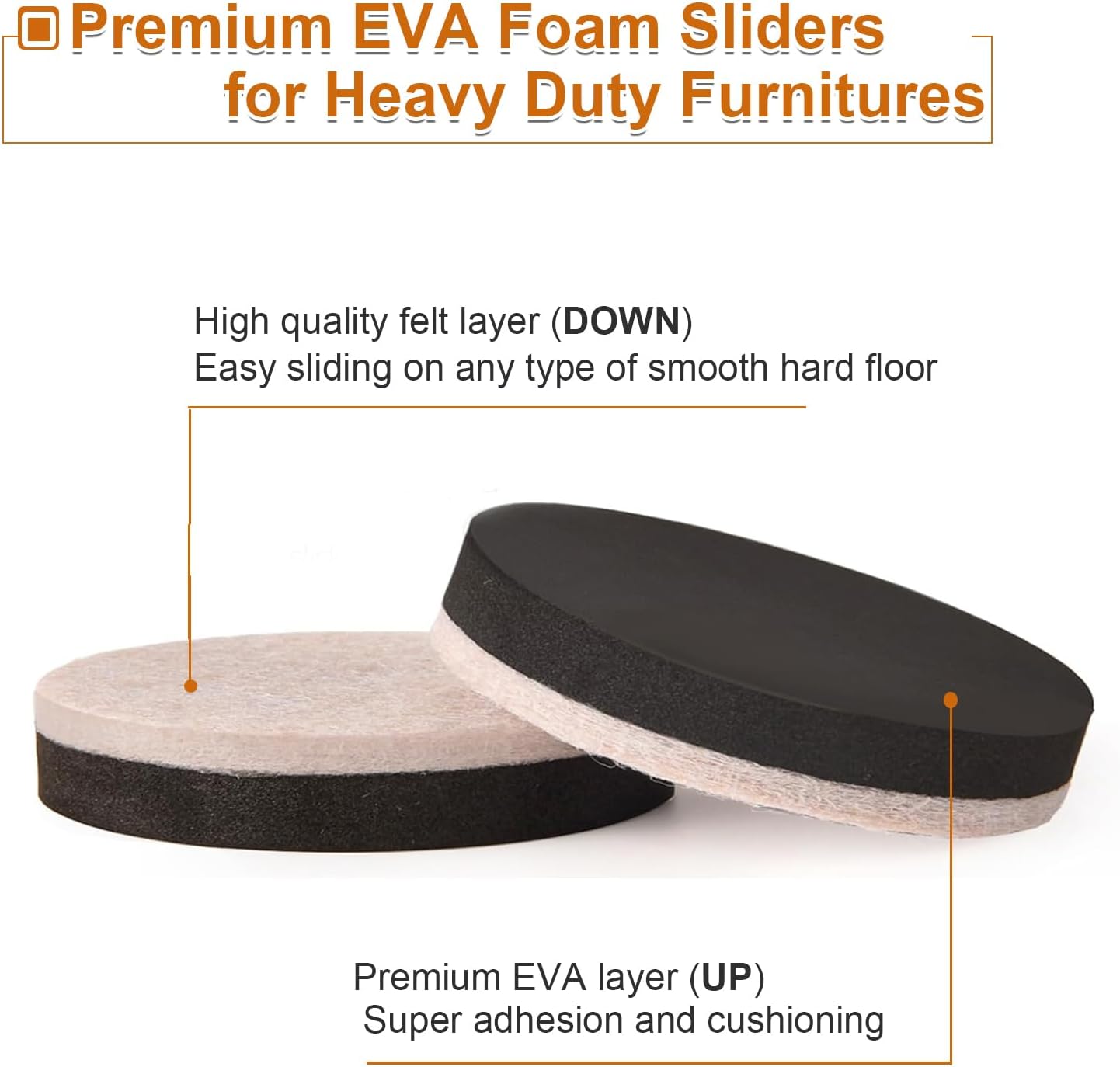 Upgraded Felt Furniture Sliders for Hardwood Floors - 8 PCS 4" | Patented Groove Design, Furniture Movers Sliders, Easily and Safely Move Any Item, Floor Protection