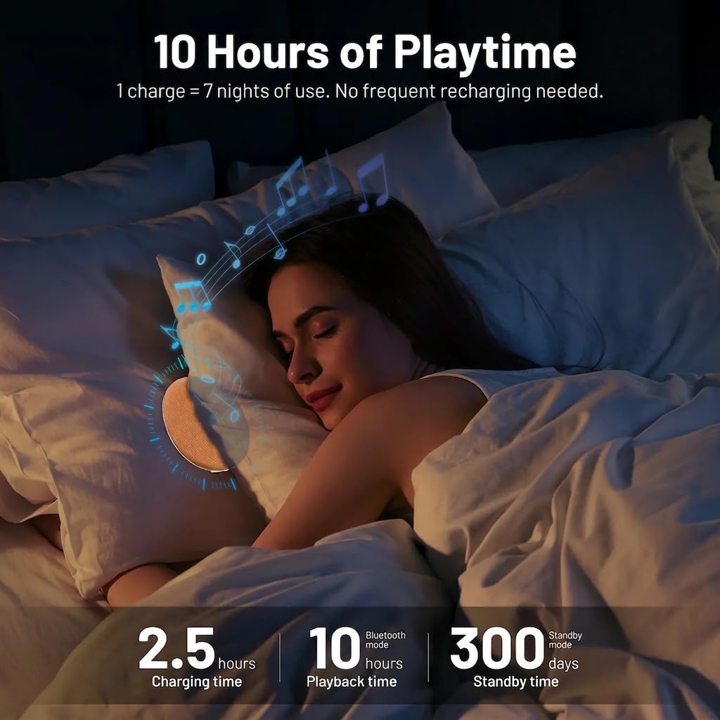 Pillow Speaker for Sleeping, Ultra-Thin Portable Bluetooth 6.0 Orange | Sleep Speaker Under Pillow, Timer, Private Sound Ear Friendly Speaker for Bed, Not Disturb Partner for Side Sleepers Travel