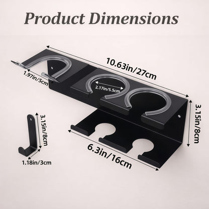 Hair Dryer Holder Wall Mounted, Stainless Steel Blow Dryer Holder for Bathroom, Hair Dryer and Straightener Holder Adhesive or Drilling, Hair Tool Organizer for Salon Barber Shops Banjekt