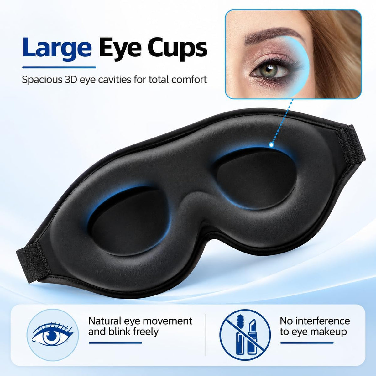 ALASKA BEAR Memory Foam Sleep Mask, Contoured Eye Cups for Women Men, Blue