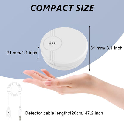 2 Pack Water Leak Detector, 135 dB Water Sensor Alarm, Floor&Wall Mounted | 47 inch Extend Cable, Battery Included Water Alarm Leak Detector, Sensor Flood Alert for Kitchen, Bathroom, Laundry Room