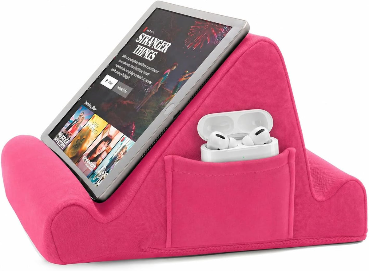Brookstone Tablet Lap Cushion - Tablet/Phone/Ebook Holder for Bed, Flights, and Travel, Memory Foam Lap Desk for Reading and Hands Free Viewing, Compatible iPad and Kindle Accessories, Grey