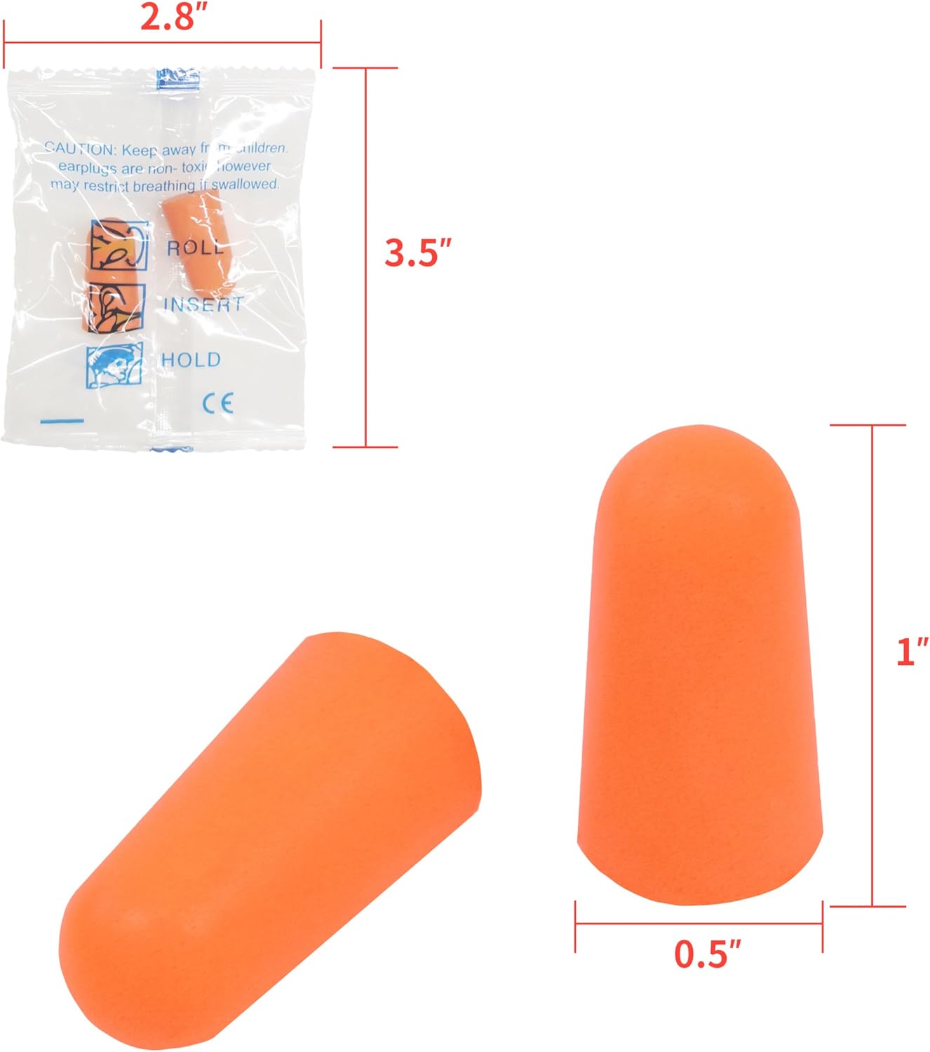 Silicone Corded Ear Plugs, 100 Pairs, SNR 32dB, Orange | Reusable noise reduction earplugs with string. Individually wrapped. For work, construction sites & industrial use.