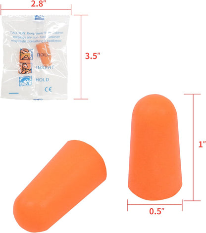 Silicone Corded Ear Plugs, 100 Pairs, SNR 32dB, Orange | Reusable noise reduction earplugs with string. Individually wrapped. For work, construction sites & industrial use.