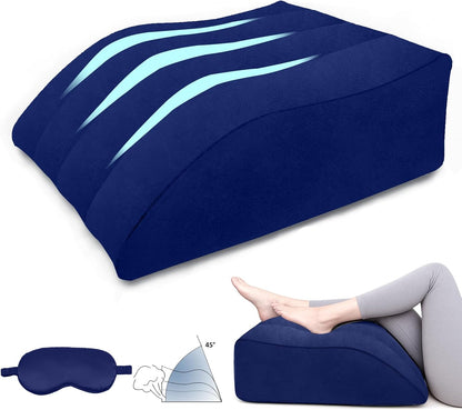 Portable Inflatable Wedge Leg Elevation Pillow - Foldable 45 Degree Wedge Leg Bolster Pillow Use in Bed, Adjustable Incline for Sleeping,Travel,Back Support,Reduce Swelling, Improve Circulation (Grey)