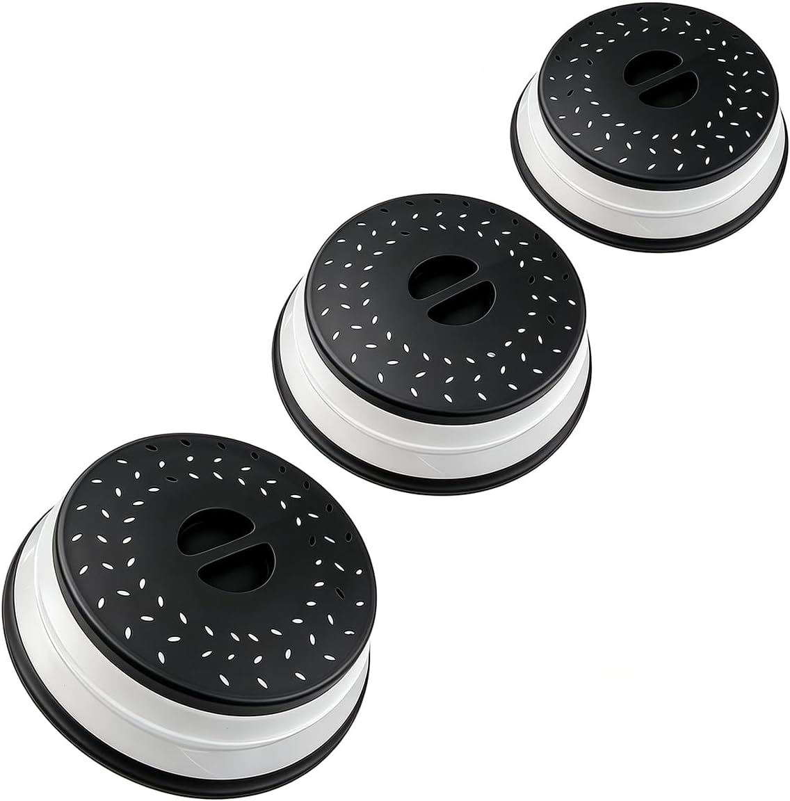 Collapsible Microwave Splatter Cover (12.4 IN,black) | Microwave Plate Cover With Steam Vent