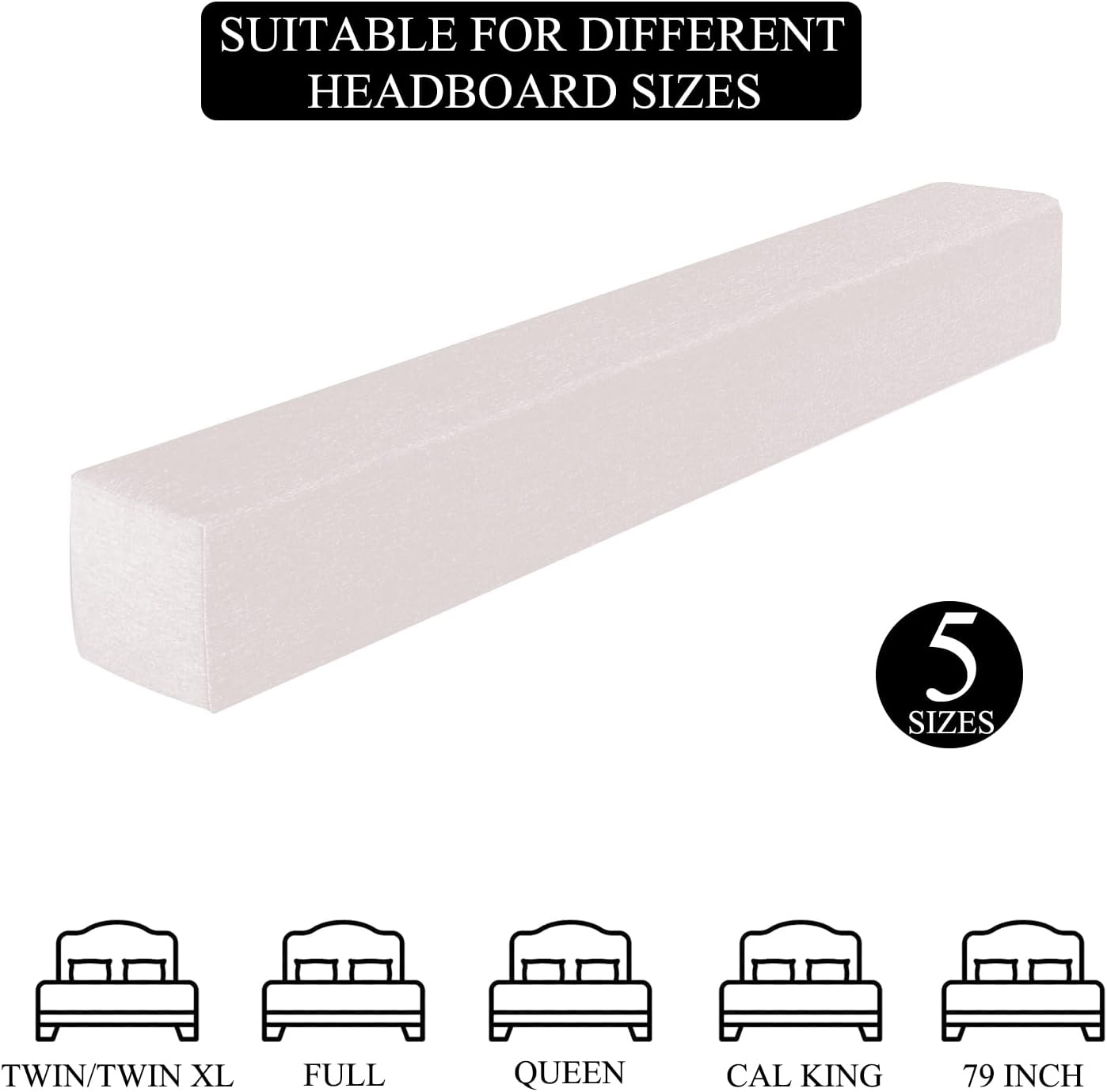 79x2x12 Inch Headboard Gap Filler with Foam Space Filler Between Bed and Wall Bolster Pillow Bed Gap Filler, Beige