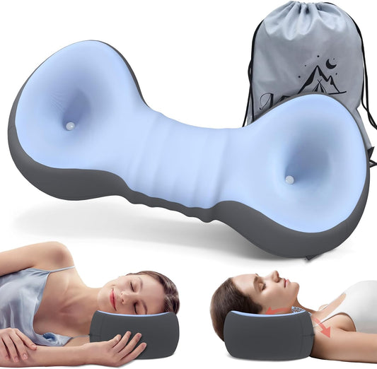 Cervical Neck Roll Pillow, Say Goodbye to Neck Pain, Travel Neck Support Pillow for Side Sleepers, Ergonomic Memory Foam Camping Pillow, Cervical Traction Device with Storage Bag
