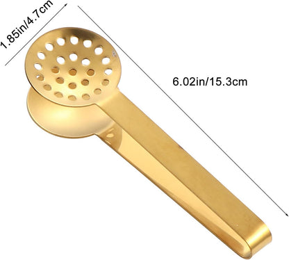 Stainless Steel Tea Tongs Round Perforated Loose Leaf Tea Filter Clips | Polished Tea Bag Squeezer with Round Holes Strains Loose Tea Leaves,Anti-Scald Long Handle Ensures Safe Use for Tea Brewing