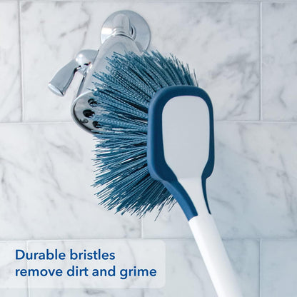 Unger 2-in-1 Grout and Corner Scrubber Brush Tool, Crevice Bathroom Cleaning Supplies for Showers, Door Tracks, Tile, and Bathtubs, Household 360-Degree Scrubbing Power