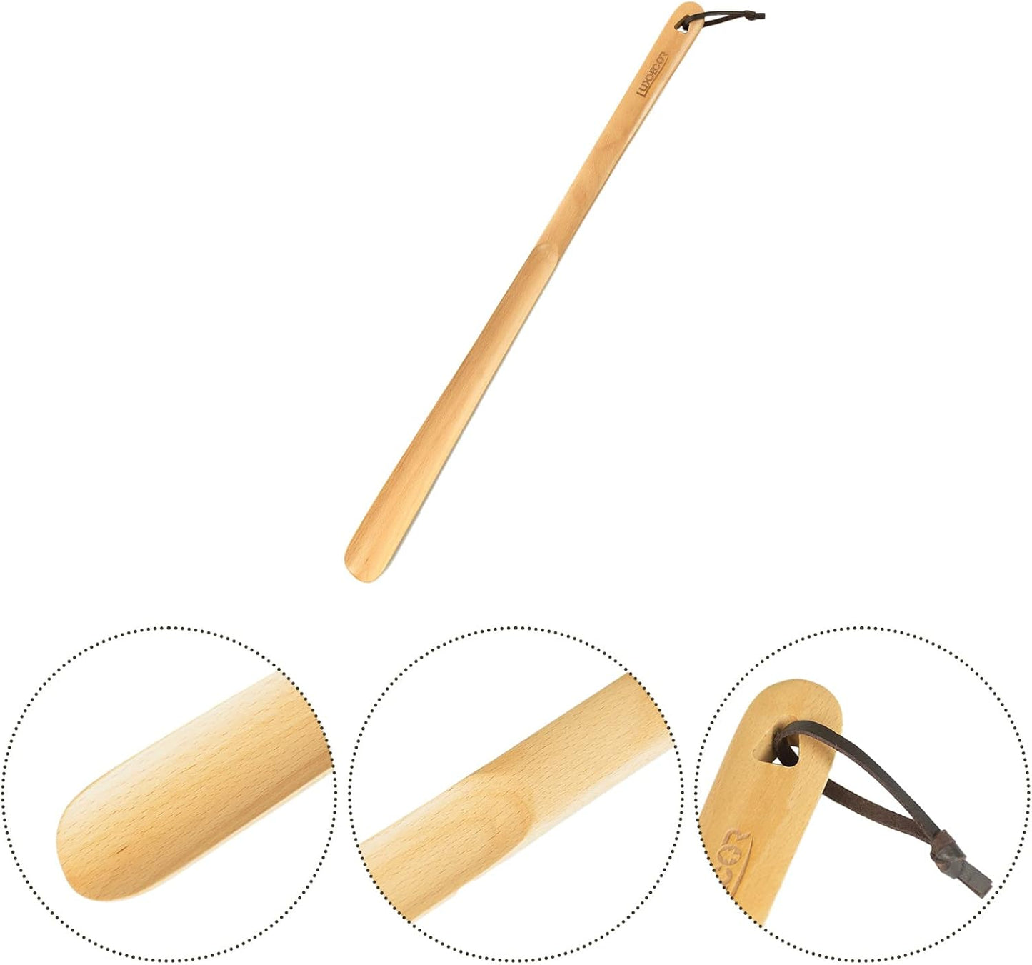 Luxdecor Long Handled Wooden Shoehorns-24in Wooden Long Handle Shoe Horn for Seinors Men Boot Jack Shoe Helper for Women
