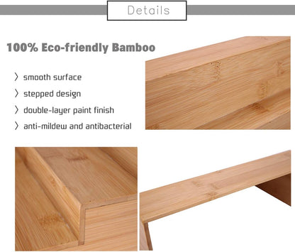 3-Tier Bamboo Drawer Spice Rack Wooden Kitchen Cabinet Spice Organizer Spice Jar Holder, Medicine/Health Care/Vitamin Bottles Storage Rack (Pre-Measure Drawer Dimensions), 1 Pack Drawer Rack