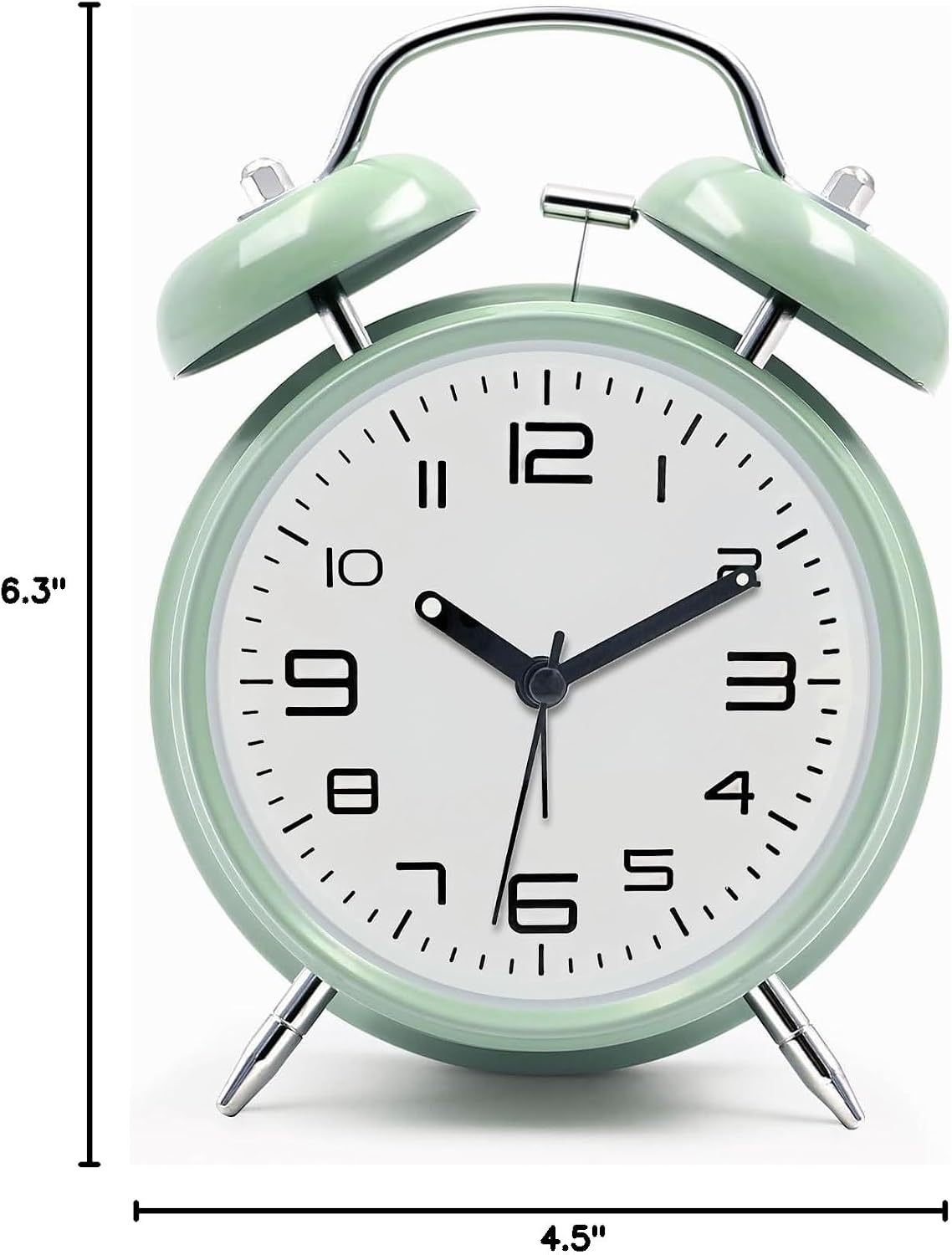 Azyh Loud Alarm Clock for Heavy Sleepers Adults, Metal 4 Inches Twin Bell Battery Operated Alarm Clocks for Bedrooms Decoration, Silent Non-Ticking, Back-to-School Gift (Red Brown)