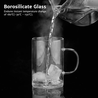 ecooe 16.9 OZ Borosilicate Glass Tea Mug Cup Glasses with Stainless Steel Infuser & Lid, Loose Leaf Tea Cup Clear Teacup 430mL(Use Capacity) | 500ml, Clear Glass Tea Cup, with Stainless Steel Infuser/Lid, Teacup for Loose Leaf Tea, Birthday for Parents