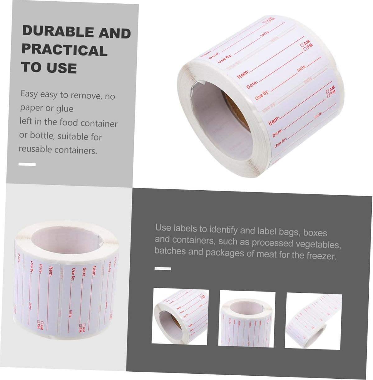 Writable Food Label Roll 1x2 inch Red Raflacoat Stickers for Meat
