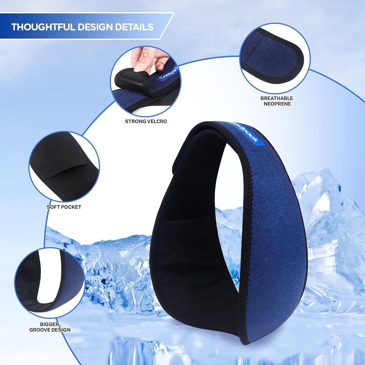 Comfpack Face Ice Pack Wrap for TMJ Relief with 4 Reusable Gel Packs | Hot Cold Therapy, Wisdom Teeth Ice Pack Head Wrap for Tooth Extraction & Teeth Removed, Oral Surgery, Cosmetic Injection