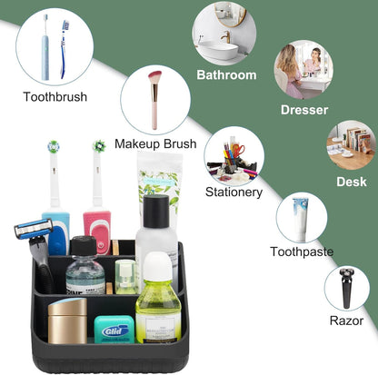 Toothbrush Holders for Bathrooms,6 Slots, Detachable for Easy Clean, White | Electric Toothbrush, with bamboo divider, drainage hole, BPA-free,bathroom,office,kictchen,vanity countertop organizer