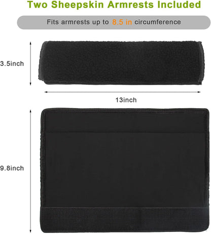 AHIER Wheelchair Armrest Pads, 2PCS Sheepskin Fleece Wheelchair Armrest Covers, Non Slip Arm Rest Cover Cushion pad for Wheelchairs (Pink)