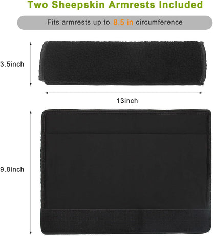 AHIER Wheelchair Armrest Pads, 2PCS Sheepskin Fleece Wheelchair Armrest Covers, Non Slip Arm Rest Cover Cushion pad for Wheelchairs (Pink)