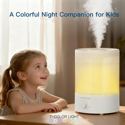 MEGAWISE Cool Mist Humidifier,Ultrasonic Humidifier with Aroma & LED Light