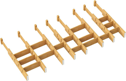 kiplant Kitchen Drawer Dividers - Adjustable Drawer Organizer for Clothes, Kitchen, Closet & Office - 8 Pack with Inserts, 18-22.6 Inches, Non-Slip Silicone Ends