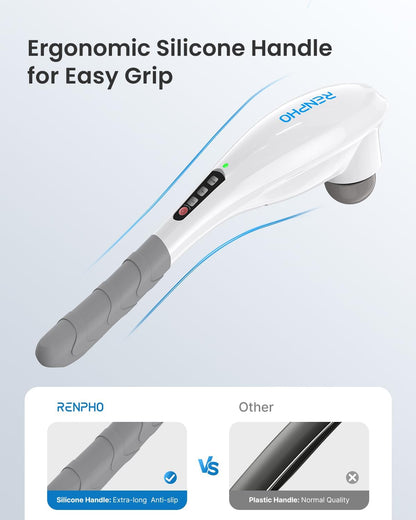 RENPHO Cordless Handheld Massager, 5 Adjustable Speeds and Massage Modes | Rechargeable Electric Neck Massage Tool for Muscle Tension, For Shoulder, Back & Leg, Home, Office, Travel Use, Gift Idea