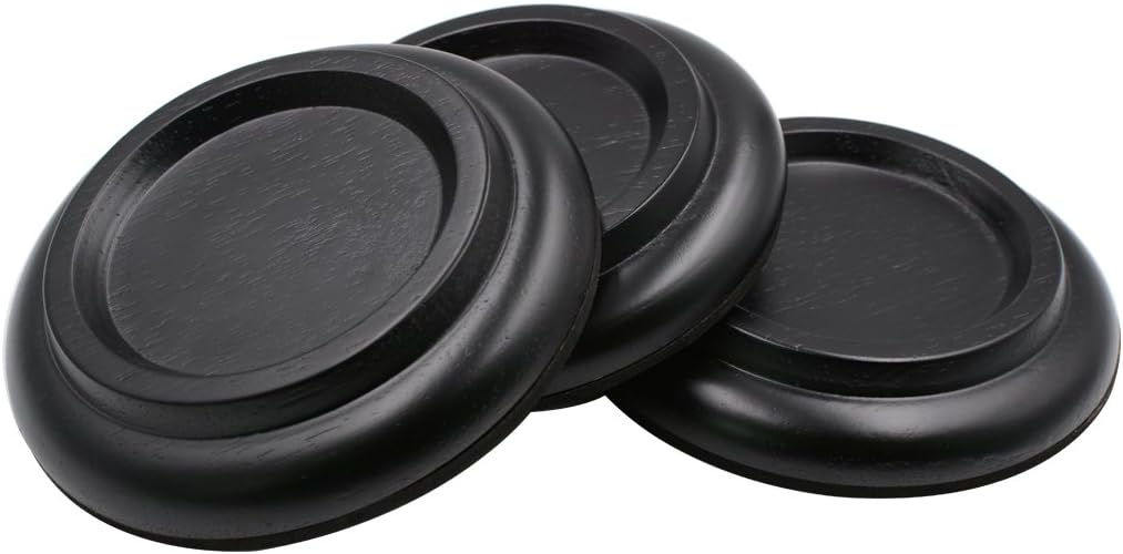 Piano Caster Cups Grand Piano Caster Cups Piano Leg Hardwood Cups Pads for Grand Piano (Wood Black, Set of 3)