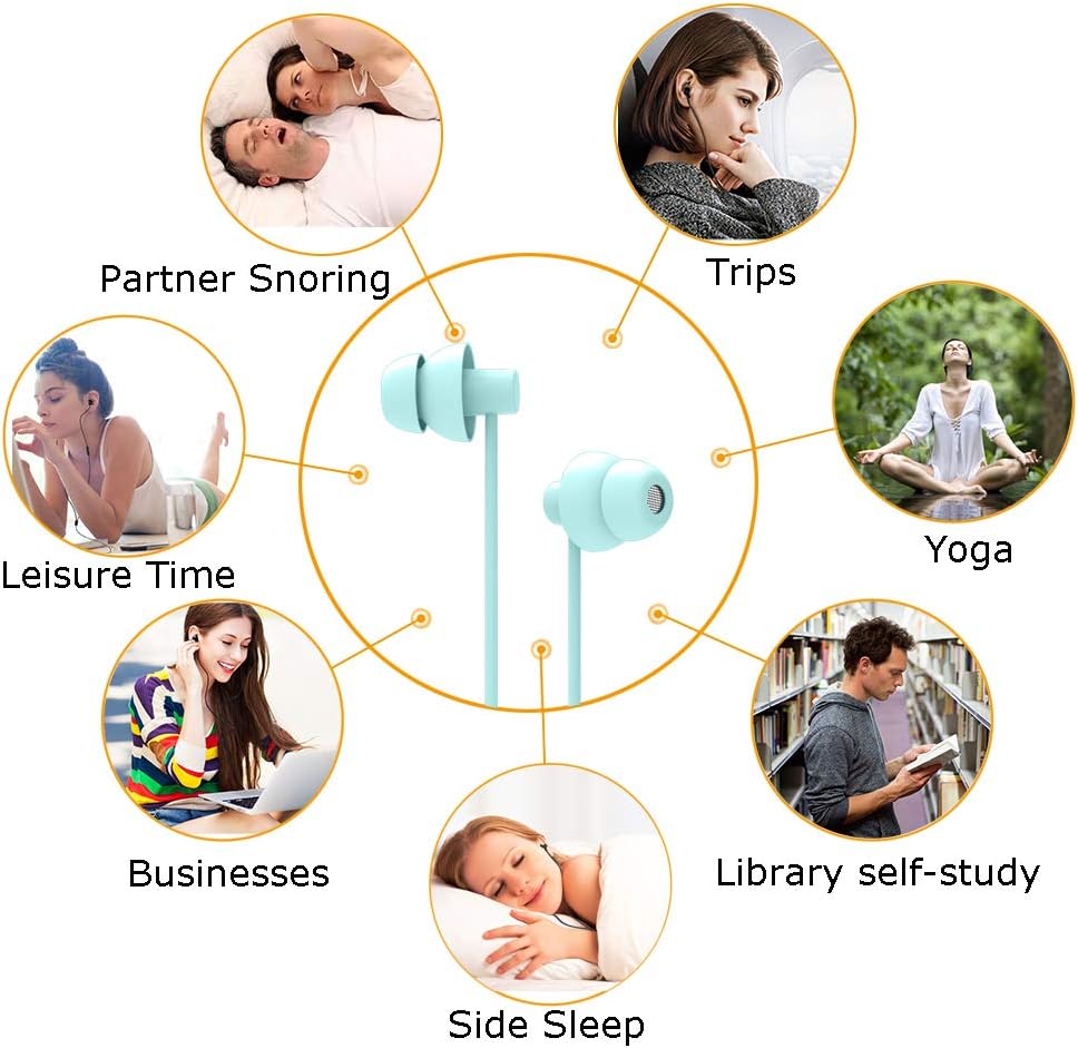 MAXROCK Sleep Earbuds,Ultra Soft Lightweight Sleep Earphones Headphones with Volume Control and Mic for Insomnia, Side Sleeper, Snoring, Air Travel, Meditation & Relaxation (Acid Blue)