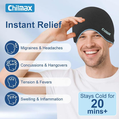 Migraine Relief Cap with Slide-Up Eye Mask, Headache Relief Ice Hat