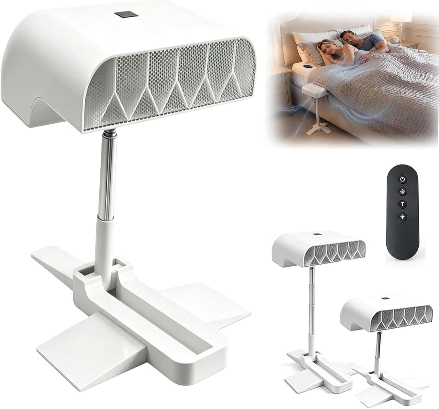 Bed Fan Under Sheets, Rechargeable Bed Cooling System With 5 Speeds Remote Control, Adjustable Height Mattress Fan For Under Blanket, Quiet Cordless Airflow For Hot Sleepers