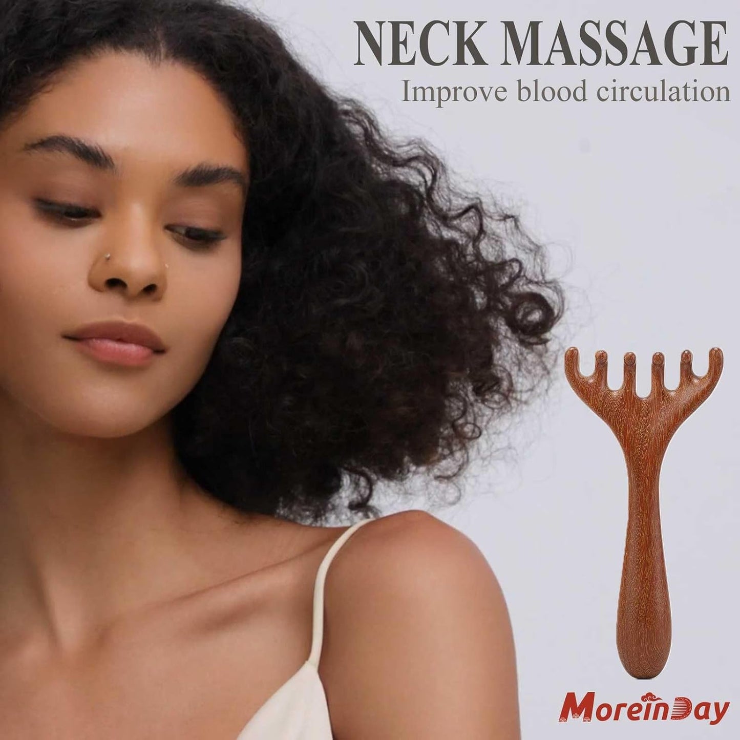 Head Massager Scalp, Wooden Scalp Massager, Foot Massage Tool | with storage pouch, natural Sandalwood, masajeador de cabeza, scalp massage for stress relax, foot massage for muscles relax
